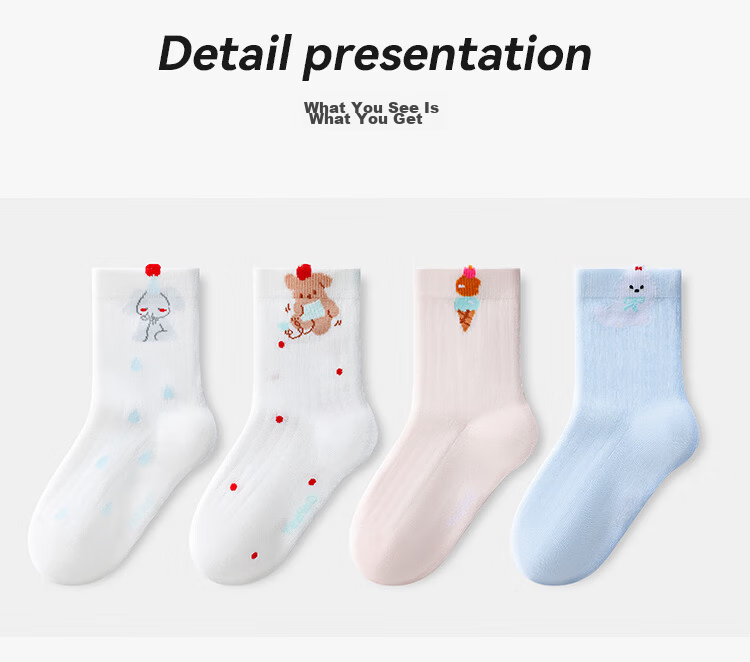 YEEHOO Lightweight Mesh Siro-Spun Children's Socks Girls' Thin Summer Mid-Calf Princess Socks Floral Pattern Size S 19