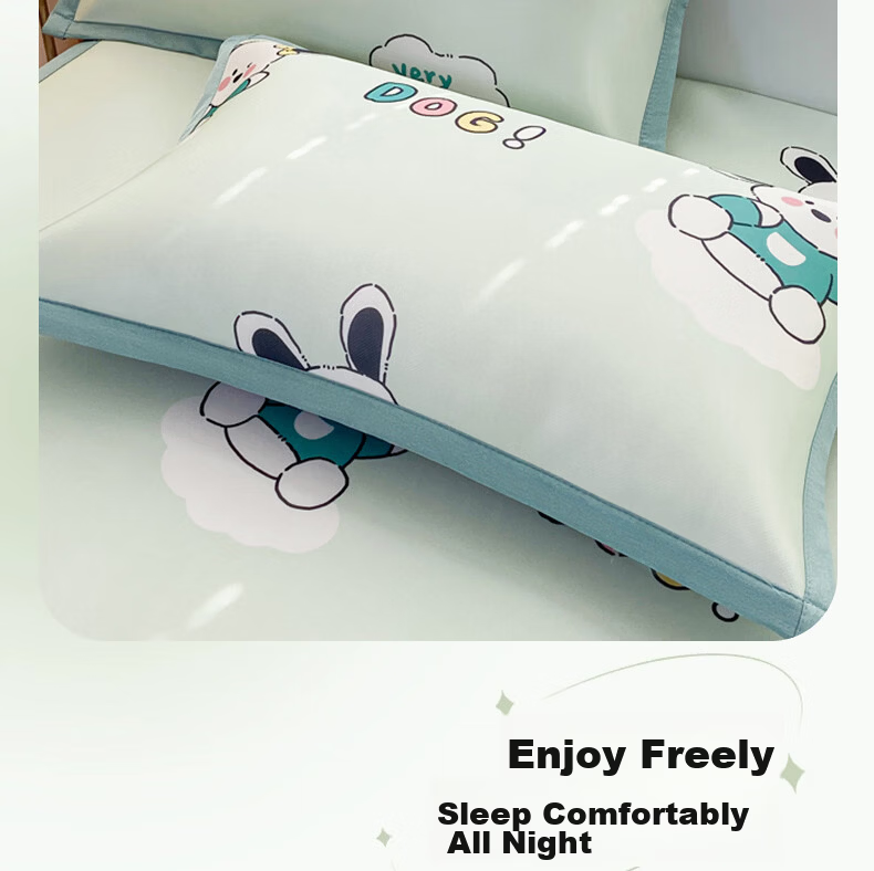 Hongdou Class A Printed Summer Cooling Ice Silk Pillowcase Pair Home Cooling Pillow Cover 48*74cm Blue 2
