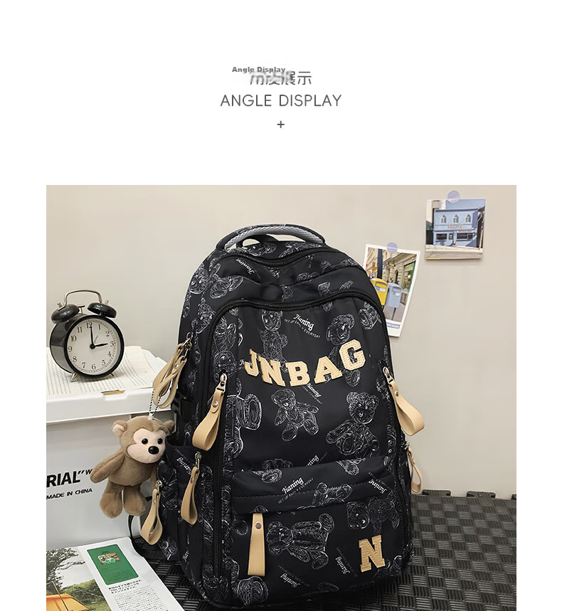 JINSHIWQ Backpack for Middle and High School Students, College Students, Boys and Girls, Large Capacity, Grades 3-6, Ergonomic Spine Protection Shoulder Bag 22