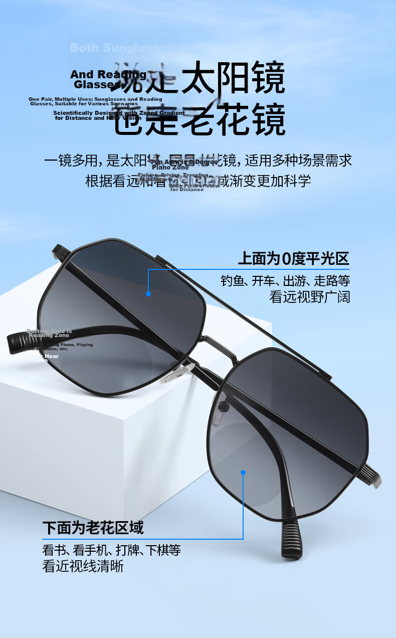 Mr.PuTian Reading Glasses for Men And Women, Bifocal Tinted Sunglasses, High-Definition Reading Glasses for Elderly with Presbyopia 6