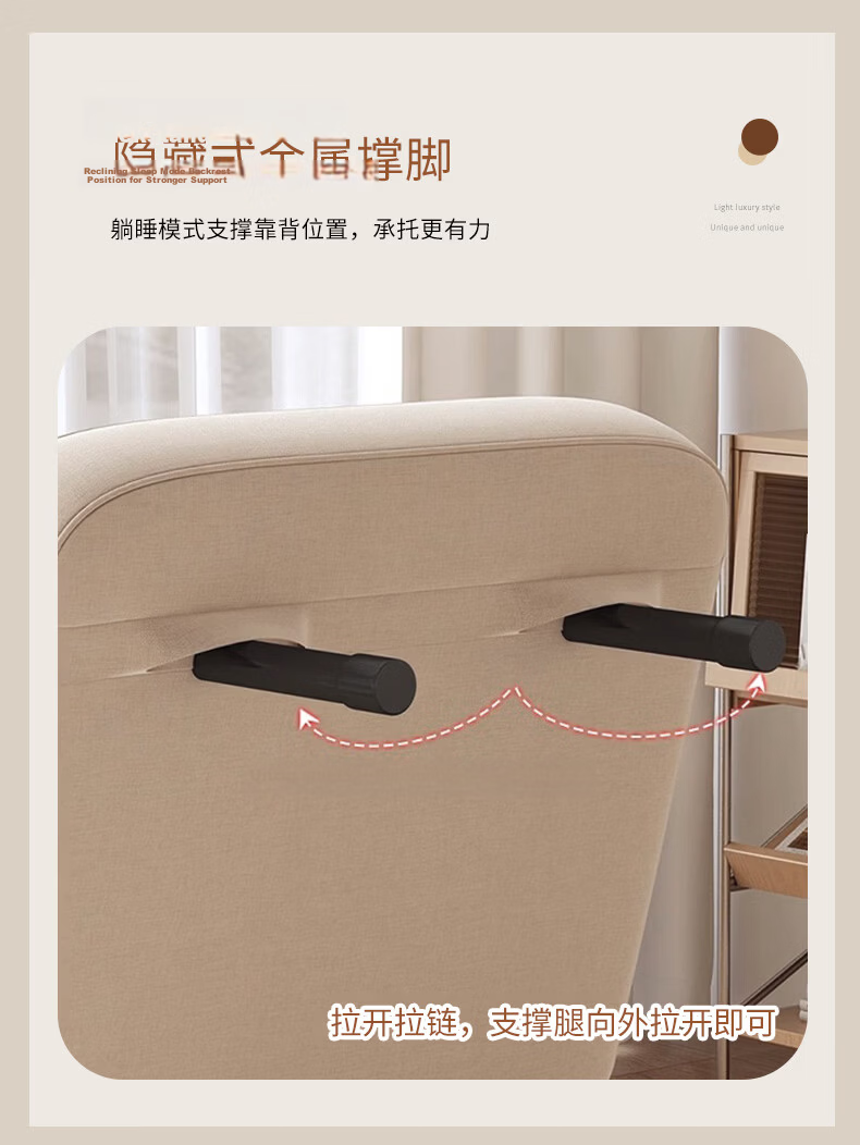 LUOSEN Removable Washable Fabric Single Sofa Bed Nordic Small Apartment Foldable Simple Multifunctional Dual-Use Sofa 80cm 14