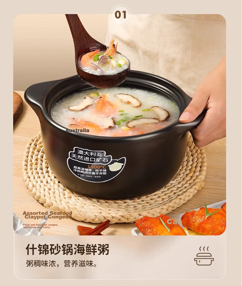 Jingyan Ceramic Casserole Pot 3.3L High-Temperature Resistant Clay Soup Cooker with Yellow Lid for Gas Stove 27