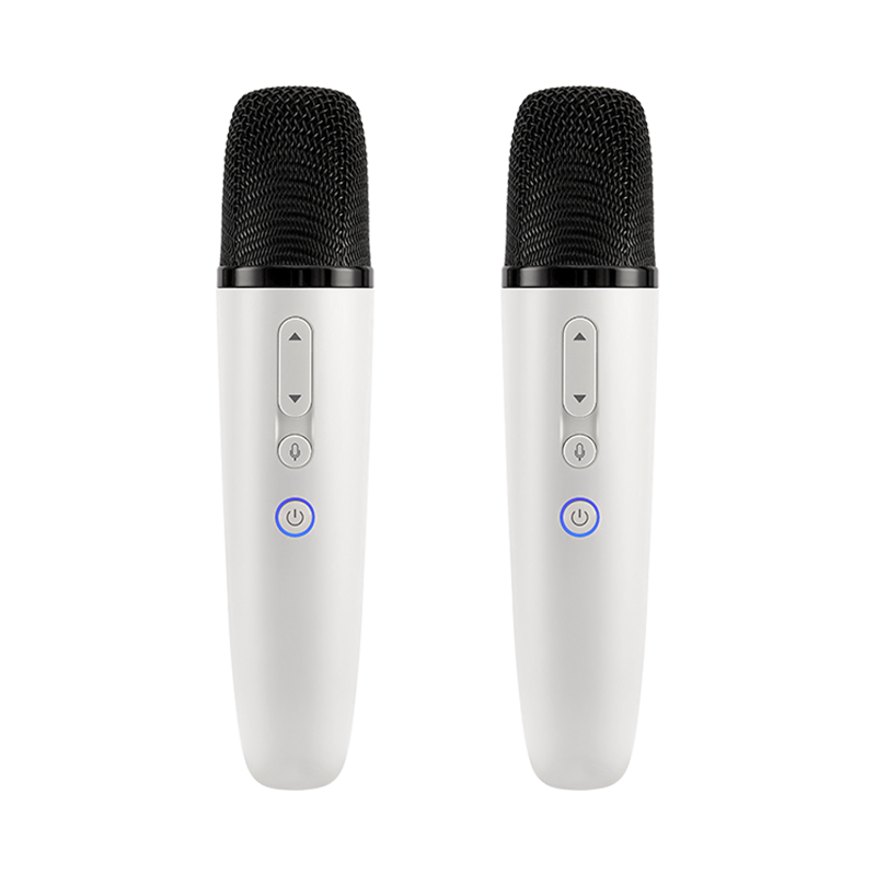 Pure Wireless K-Singing Microphone Speaker Bluetooth Mic Home KTV Compatible with TCL TV Outdoor K-Singing Speaker Q1PRO Glacier White Dual Units