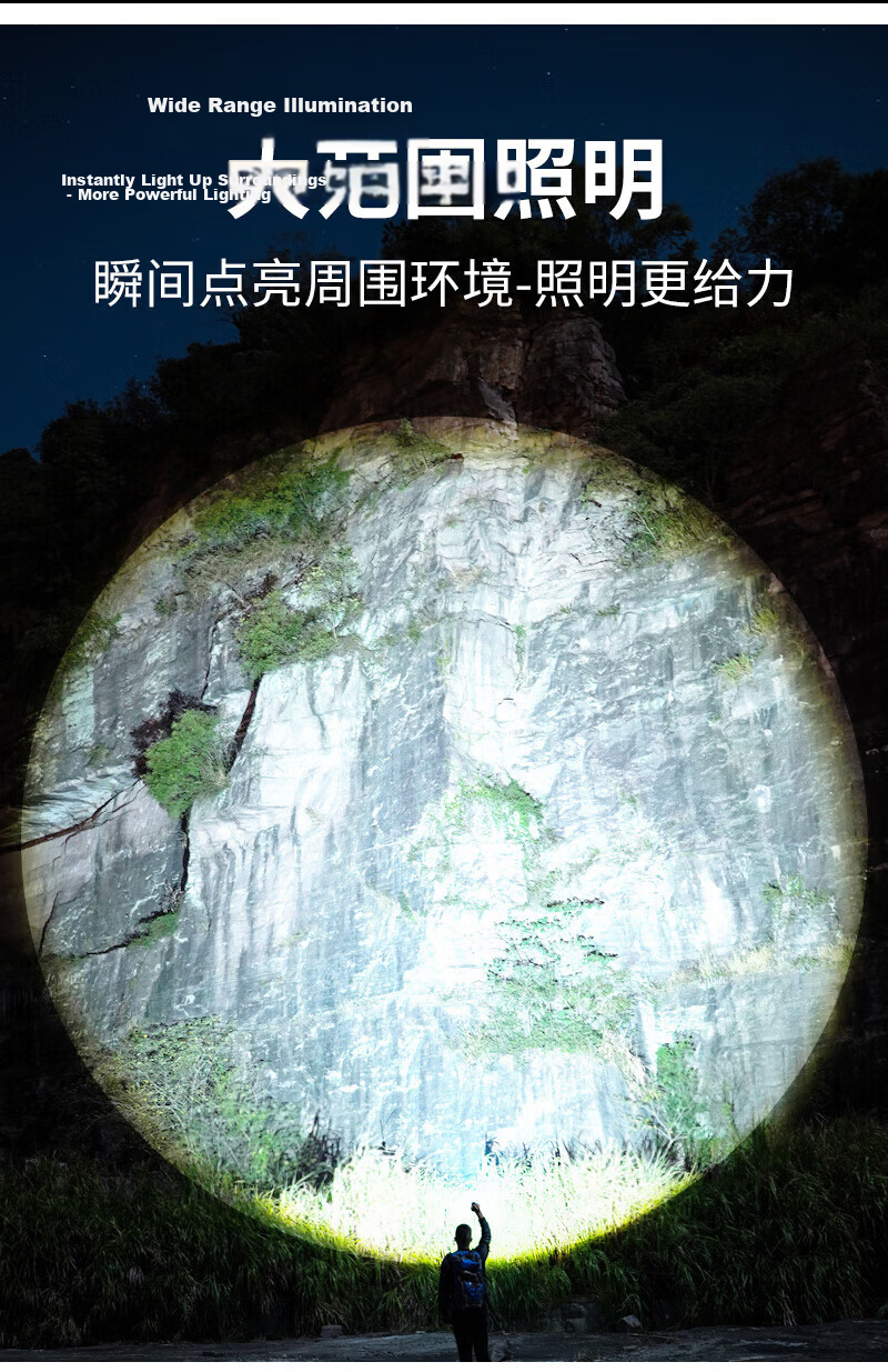 Xiaoyeren Super Bright Flashlight Ultra-Long Battery Life Outdoor Mountaineering Hiking Military Patrol Portable Rechargeable Home Use 15