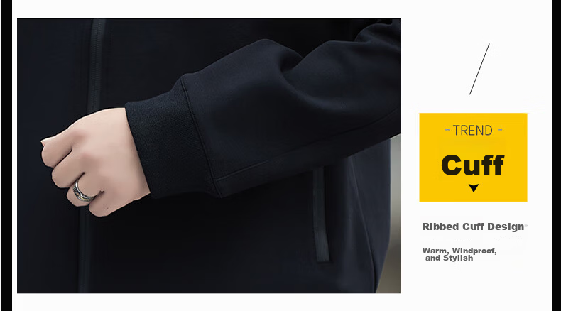 Romon Men's Jacket Spring Business Casual Simple Stand Collar Warm Sweatshirt Executive Outerwear Men's Q06 Black XL 8