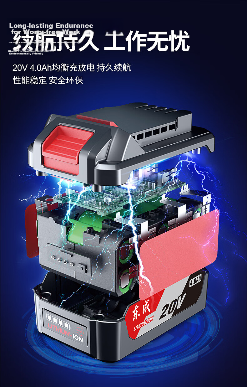 Dongcheng 20V Lithium Brushless Cordless Impact Wrench WPB488E High Torque Socket Air Gun 5