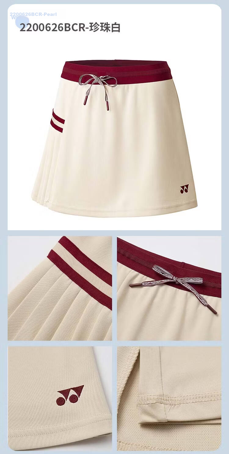 YONEX Women's Badminton Quick-Dry Sports Comfortable Breathable New Sports Skirt 2200726BCR White XO 10