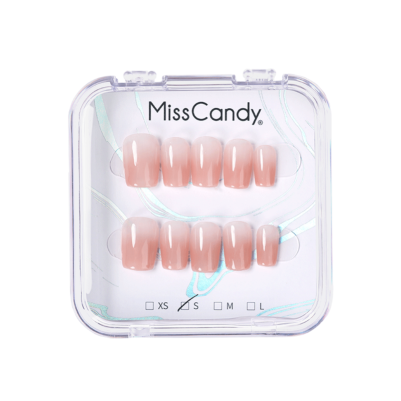 Miss Candy Handmade Wearable Nail Stickers, Short Style, Instant Application, Reusable, Cream Peach SG020-S Size
