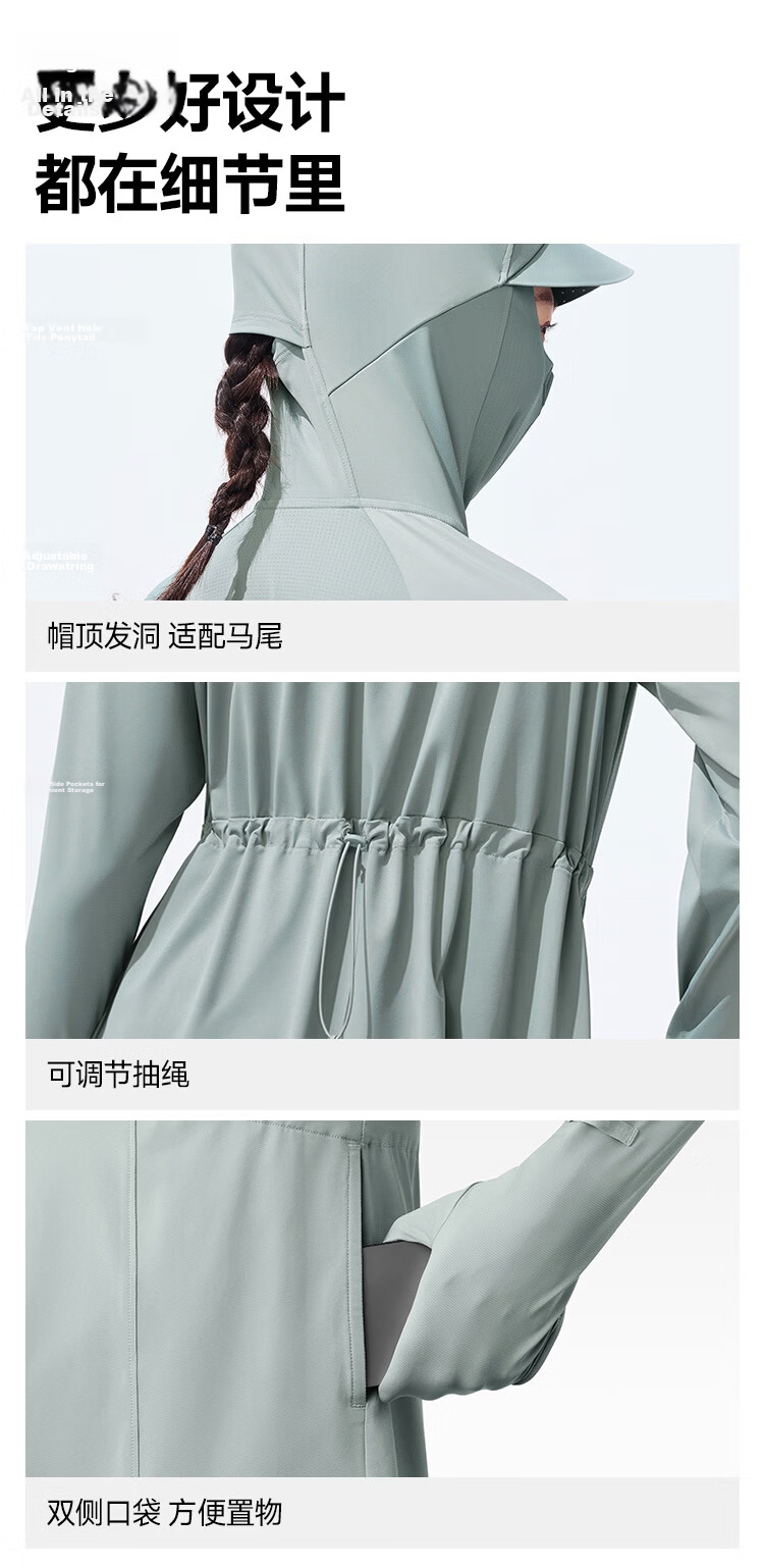 Beneunder Cooling Outdoor Sun Protection Women's Full Coverage Sun Jacket (Waist Slim Fit) AL823 Cloud Gray S 23