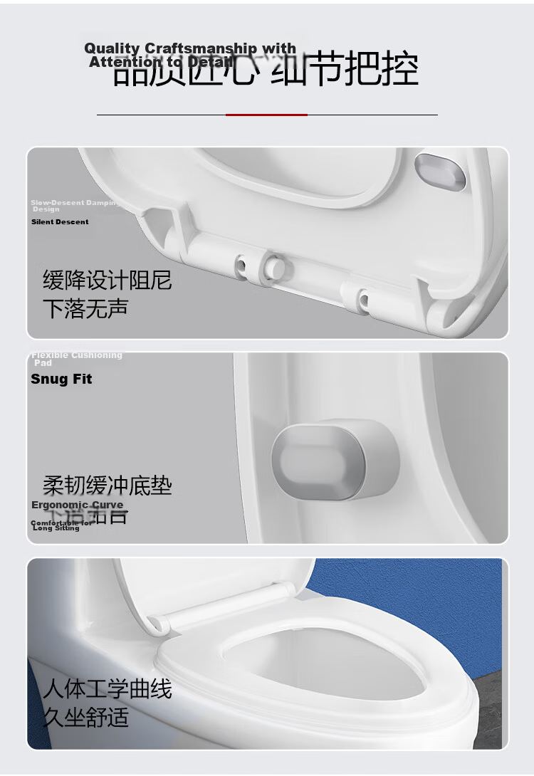 Larsd Toilet Seat Cover, Universal High-Quality Toilet Seat Cover, Thickened V-Shaped Toilet Seat Cover with Slow-Close Mechanism V01 21