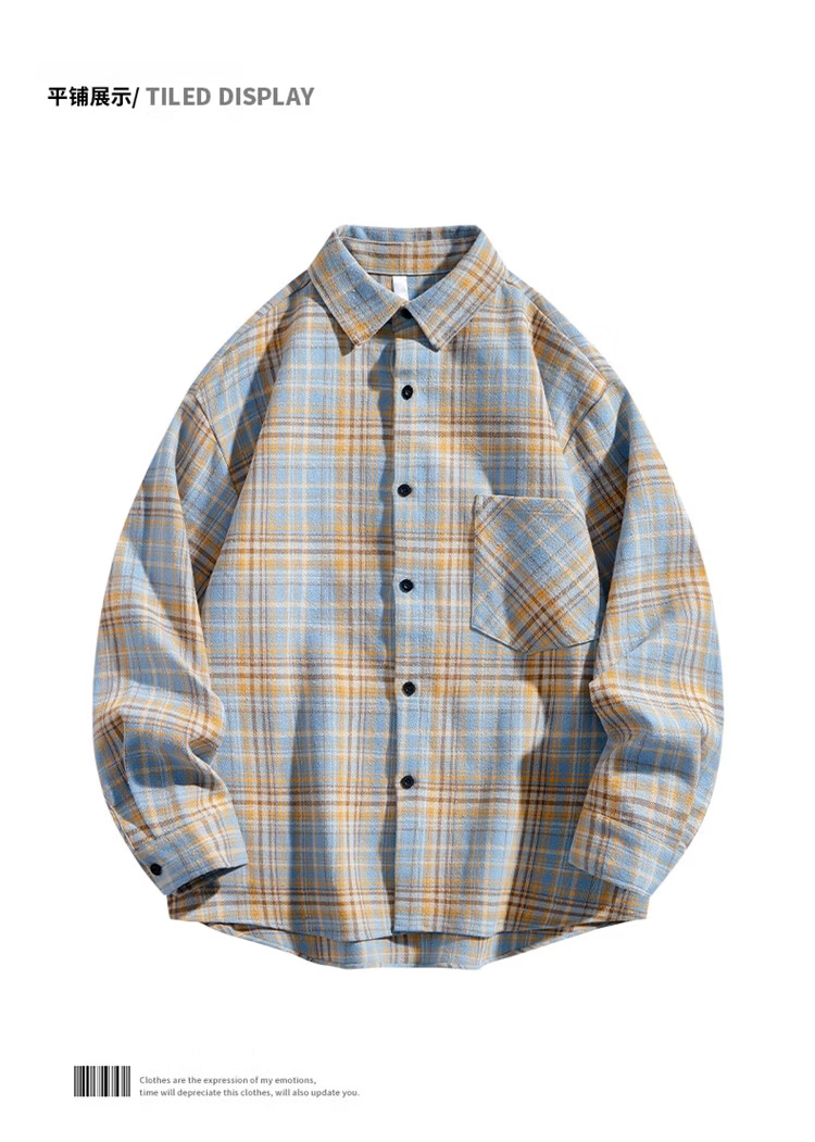 TUCANO Women's Shirt Spring Autumn Long Sleeve Plaid Jacket Casual Loose Fit Yellow Check L 7
