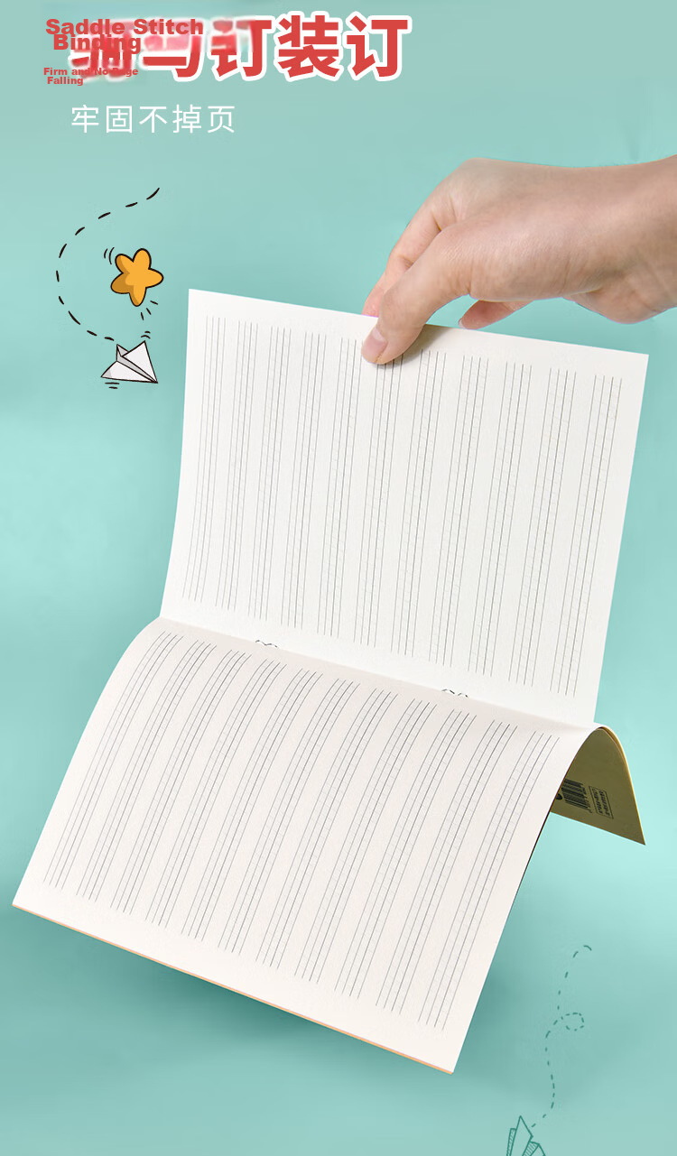 Dr. Dory A5 50 Sheets Large Grid English Paper 17mm x 6 Lines English Dictation Paper Wide Spacing Large Grid Notebook English Homework Paper Junior High Dictation Word Phrase Spelling Practice Paper  10