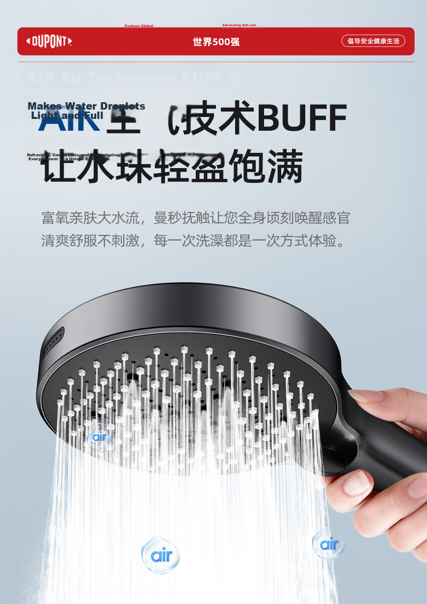 DU PONT Fortune Global 500 Company Bathroom Handheld Shower Head Set with Shower Filter Cartridge, Pack of 3 4