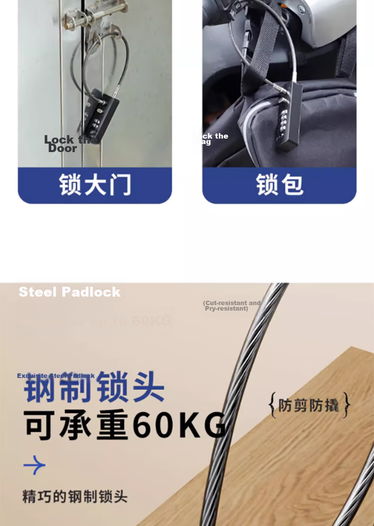 Dipu Password Lock Helmet Bicycle Anti-Theft Steel Wire Cable Lock for Electric Vehicle Luggage Box Basket Cabinet Storage Dormitory Chain 7