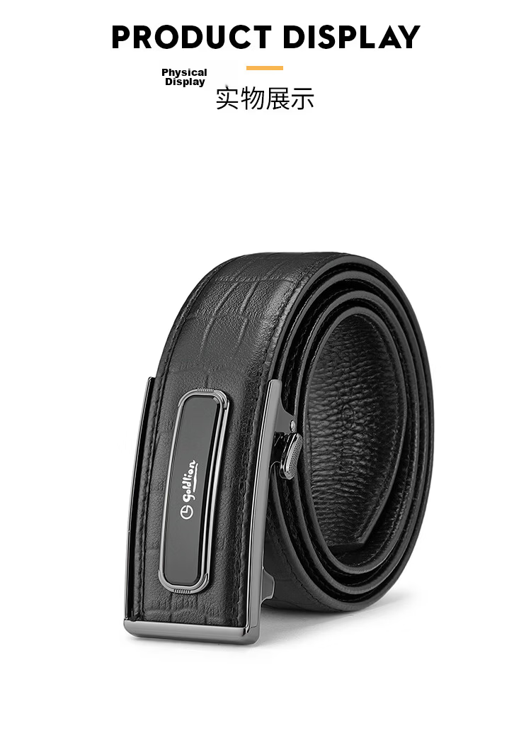 Goldlion Men's Leather Business Belt with Automatic Buckle Gift Box Qixi Valentine's Day Gift 10