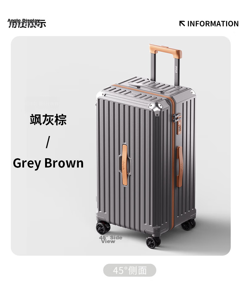 DULA Five-Wheel Large Capacity Suitcase with Cup Holder, Travel Luggage, Charging Trolley Case, Password Lock, Leather Suitcase, Glossy Black, 24 Inches 22