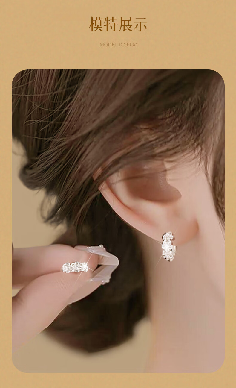 GLTEN Silver Ear Stud Earrings Pendant Women's 2026 New Luxury High-End Earrings Birthday Gift for Girlfriend Wife 9