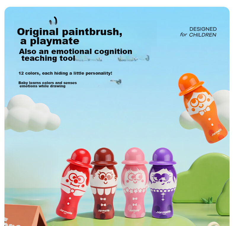 Melo Childhood Little Colorful Dot Pens Children's Early Education Baby Enlightenment Doodle Set Kindergarten Drawing Starter 6 Colors 20
