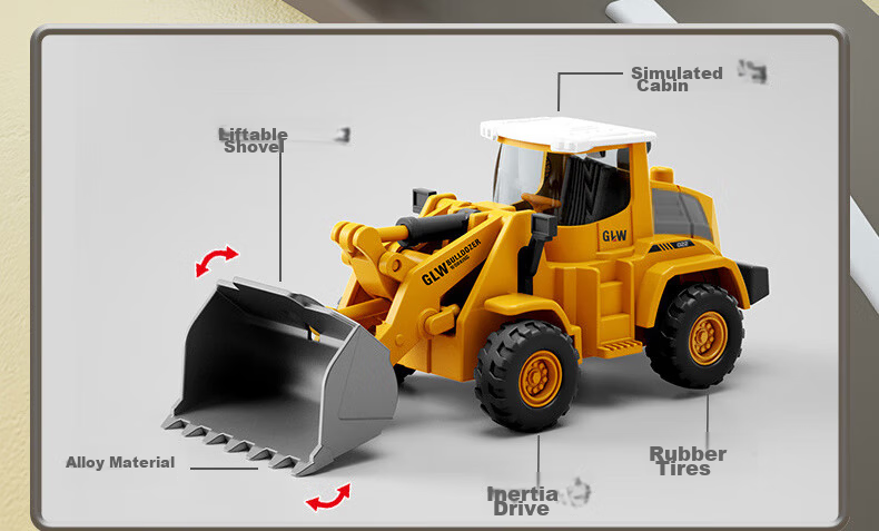 Babamama Children's Toys for Boys Aged 3-6, Toy Car with Trailer, Excavator, Extra Large Alloy Construction Vehicle Set 7