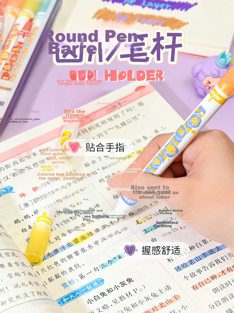 WenDuo 12-Color Highlighters, Dual-Tip Markers, Colorful Pens for Emphasizing Key Points, Essential Stationery for Primary And Middle School Students, Back-To Supplies, Layered Colors, 6-Pack WD-1276 8