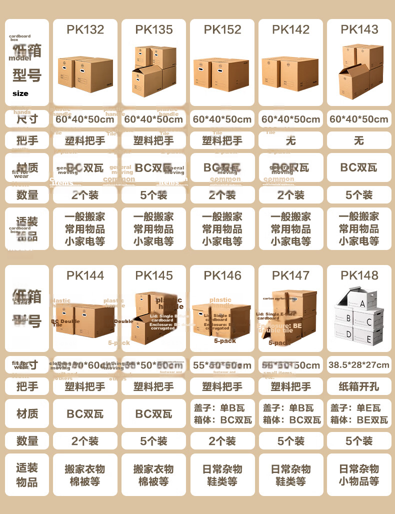 Deli Moving Boxes Thickened Small Book Storage Carton Organizer Packing Box Book Storage Tool 38.5*28*27cm [Alphabet Classification - Pack of 5] PK148 1