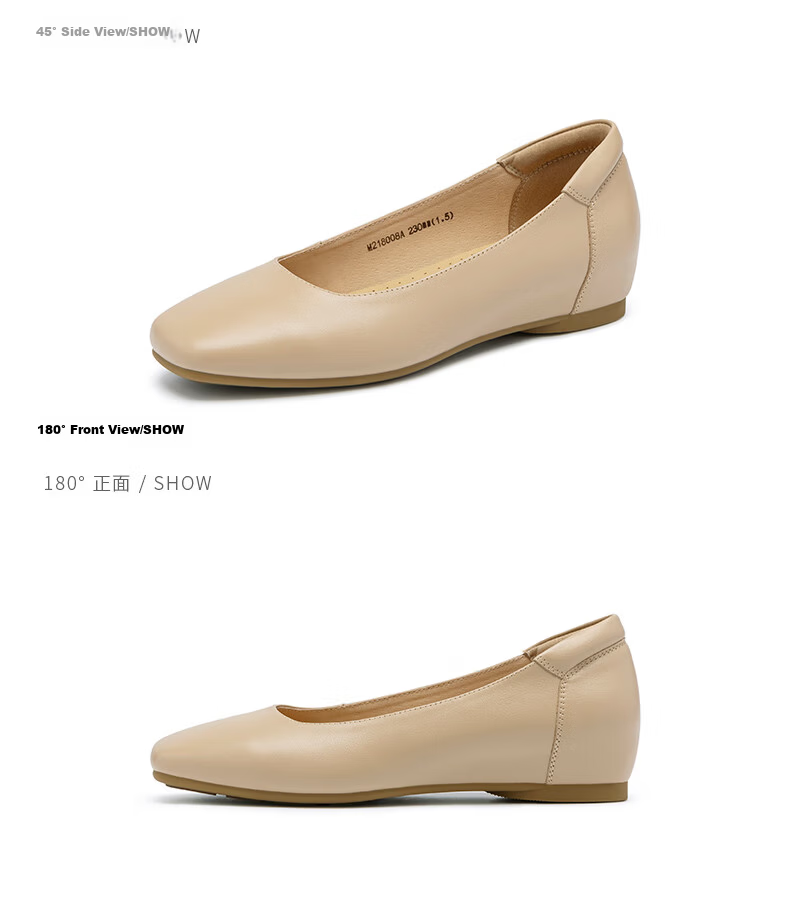 SATCHI Women's Soft Cowhide Professional Flats 2025 Spring New Small Wedge Heel Comfortable Casual Mom Shoes 11