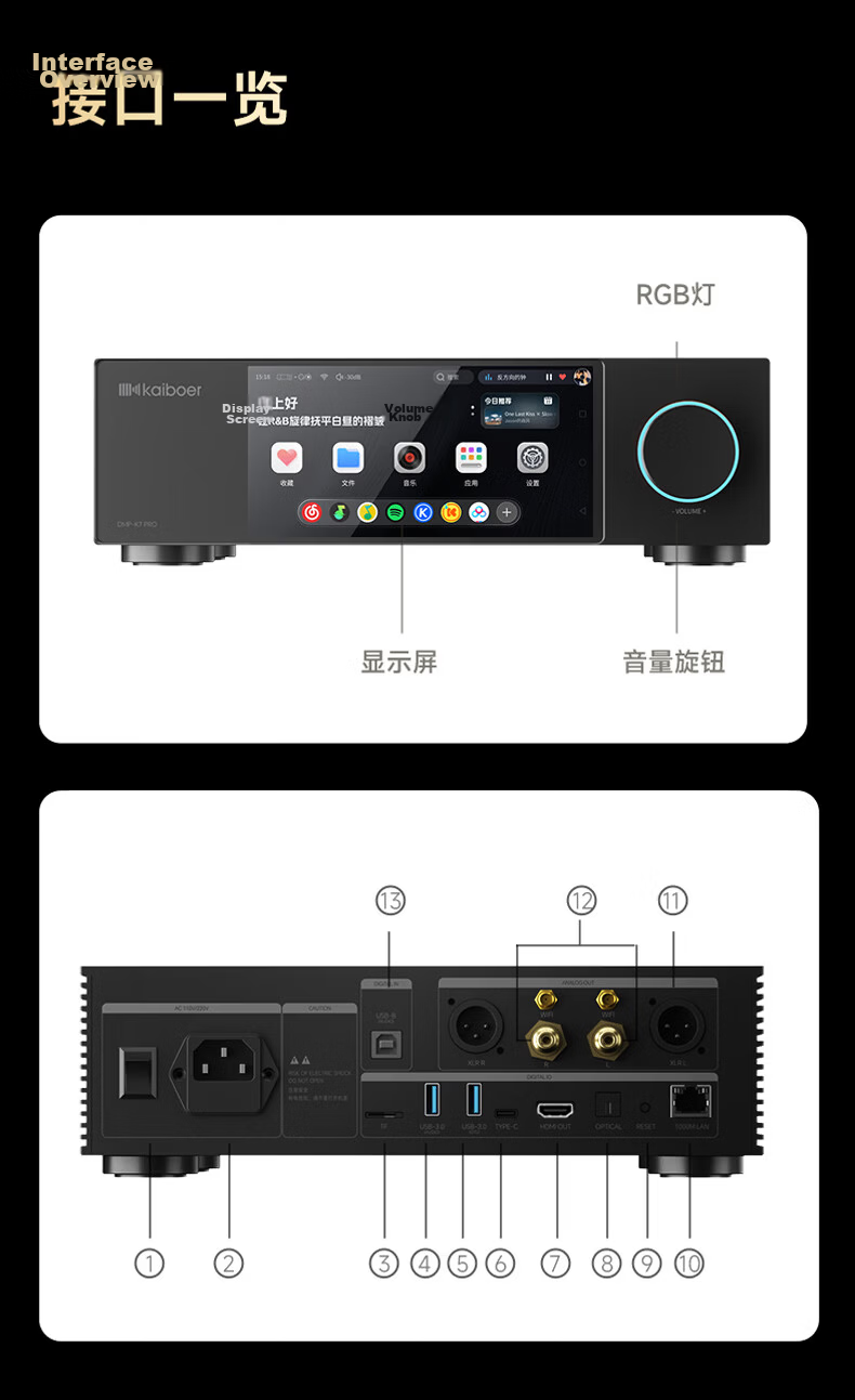 Kaiboer DMP-K7 PRO Digital Music Player DAC Professional Audio Decoder Streaming Player Lossless Music Player HiFi Decoder 46