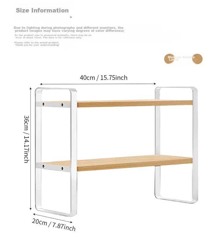 Ourunzhe Desktop Storage Rack, Multi-Layer Desk Organizer, Student Dorm Office Storage Shelf, Double-Layer White 3