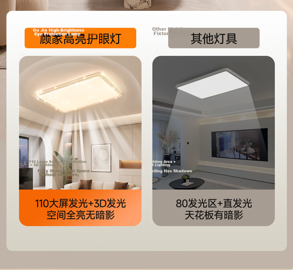 GUJIA LED Ceiling Light Luxury Crystal Imitation Eye Protection PR Light Living Room Bedroom Lamp 50CM - Three Colors [Installation Included] 15