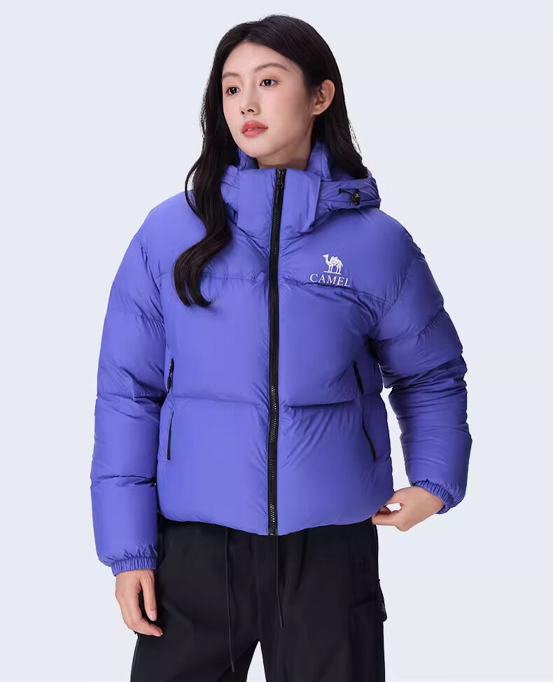CAMEL [Black Diamond Series] Women's Short Outdoor down Jacket, Ladies' Thickened Warm Hooded Puffer down Coat 19