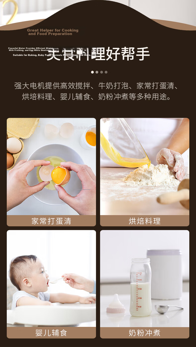 CLITON Rechargeable Electric Coffee Milk Frother Whisk Mixer Stick Milk Foam Maker 6