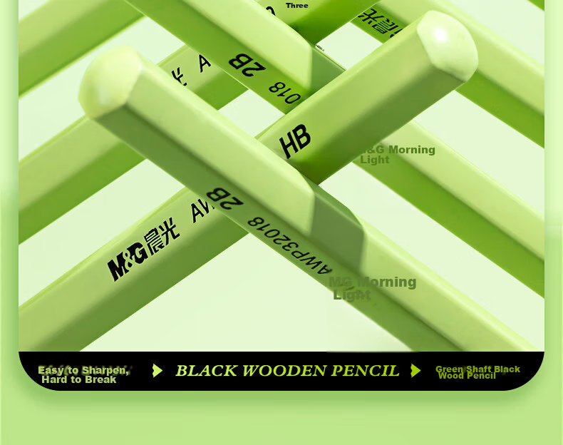M&G Stationery HB Pencil Black Wood Small Green Hexagonal High-End Pencil for Primary Students Marking Pencil Exam Special Back-to-School Handwriting Drawing 10pcs/Box AWP32019 14