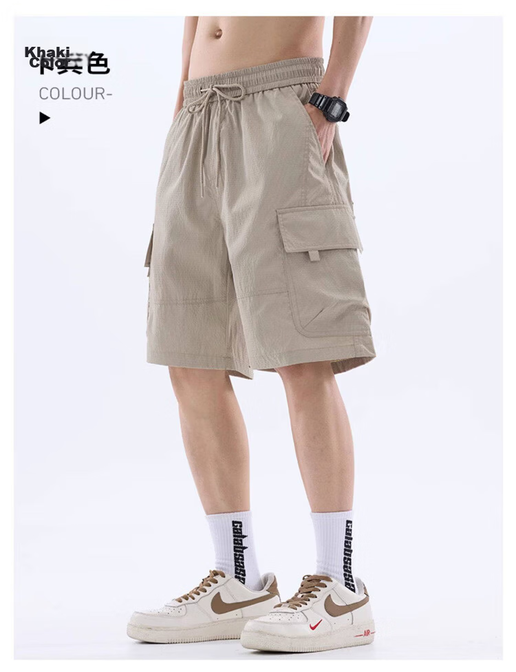 JEEP Men's Summer Ice Silk Casual Cargo Shorts Loose Quick-Dry Sports Five-Point Pants Dark Gray XL 14