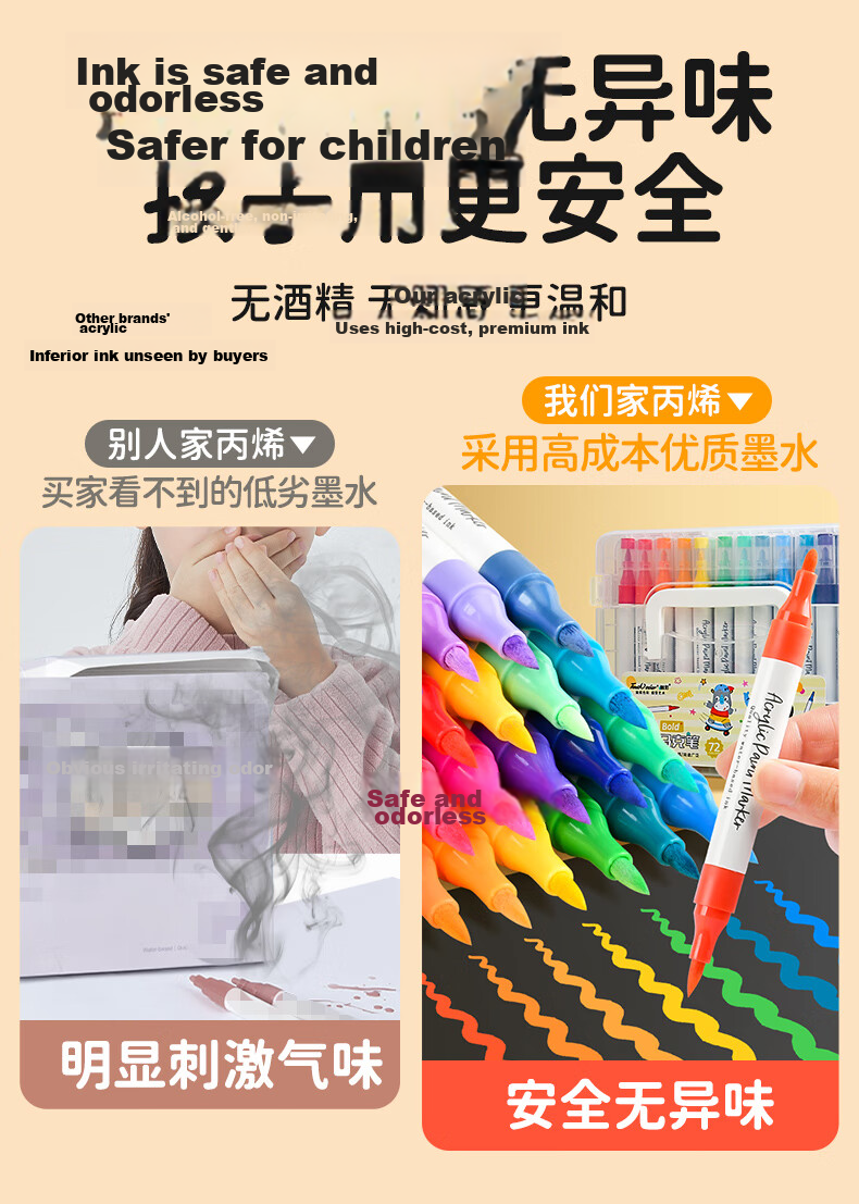 Touchcolor Double-Ended Acrylic Marker Soft Tip Student Drawing Pen Washable Non-Toxic Watercolor Pen for Kids Art Layering Opaque 48-Color Set 5