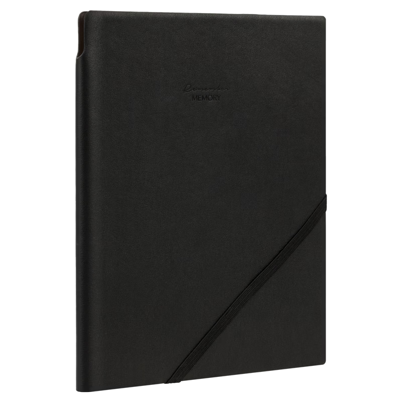 Deli Customizable Leather Notebook 25K 96 Pages Pen Holder Work Journal Strap Black 22215