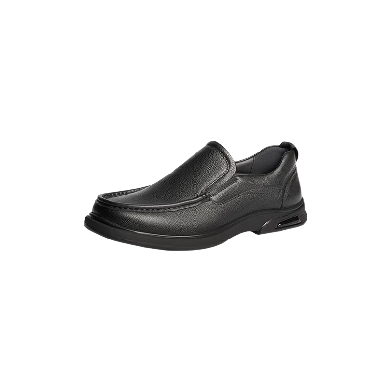 SENDA Casual Leather Shoes for Men, Cowhide Soft Upper Slip-On Loafers Business Formal Shoes JDZ03DM4 Black 39