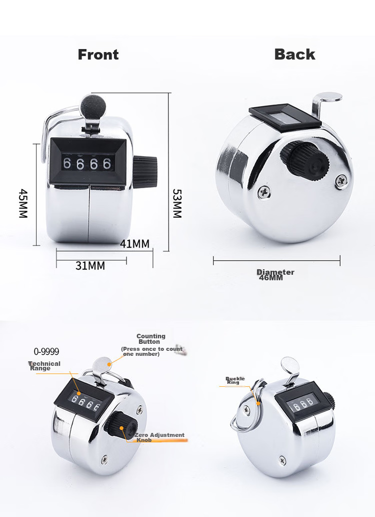 GEDUN Counter, Dot Counter, Warehouse Counting without Battery, Mechanical Manual Metal Push-Button Counter 4