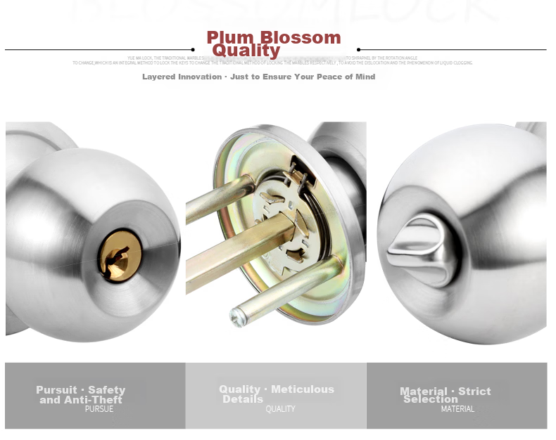 BLOSSOM Spherical Lock Indoor Door Lock Plastic Steel Aluminum Alloy Toilet Bathroom Lock 587 Three-Bar 3-5 2