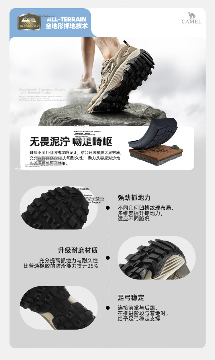 CAMEL [Wang Junkai's Choice] Hiking Shoes, Water-Resistant And Non-Slip Trekking Shoes for Men And Women, Outdoor Sports Climbing Shoes, Size 35 3
