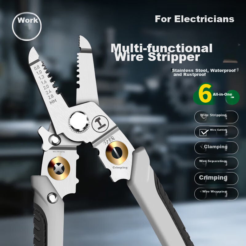 GREENER 7-Inch Multi-Function Wire Stripper and Crimping Pliers Electrician Wire Stripping Tool Household Wire Cutter