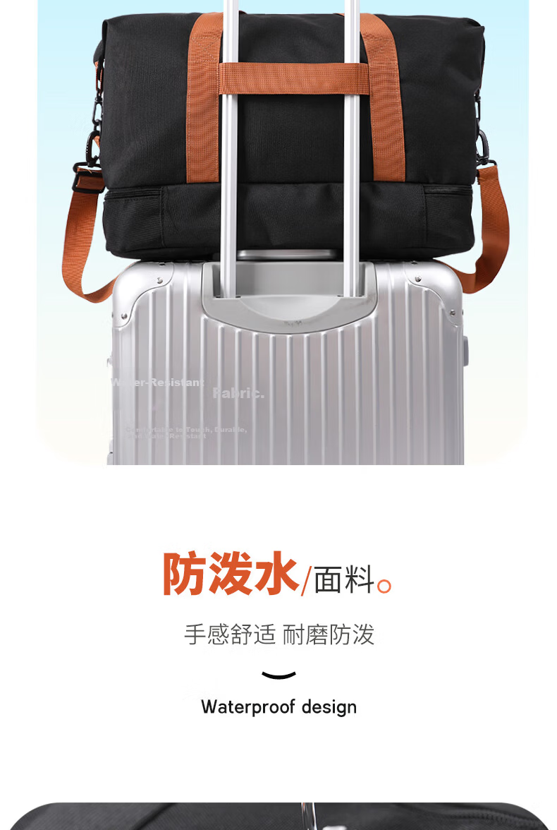 EasyTravel Large Capacity Foldable Travel Bag with Trolley Sleeve, Crossbody and Handheld Luggage Bag for Men and Women, Short Trip Business Travel 8