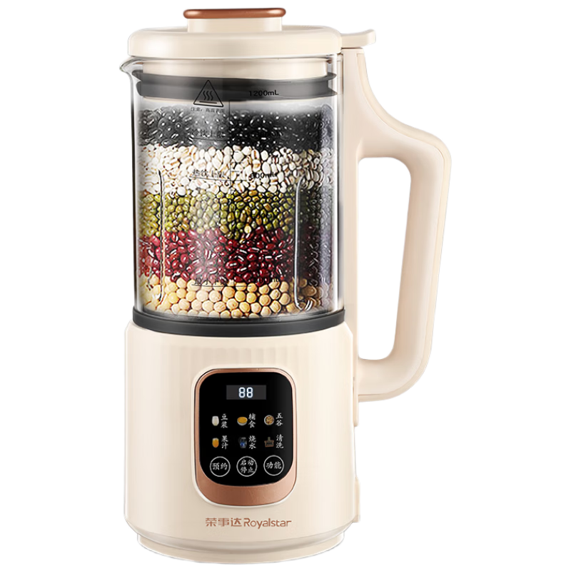 Royalstar RD-551A Mini Household Blender Soy Milk Maker 1.2L Fully Automatic No-Cook Multigrain Multifunctional Scheduled Heating Filter-Free Food Processor Baby Food Maker