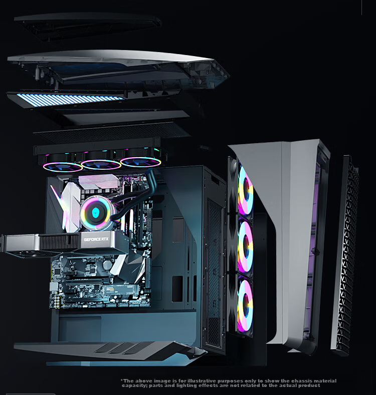 ThundeRobot Black Knight Shark Gaming Desktop Computer (I7-14700F, 32GB DDR5, RTX5070, 1TB, 360mm AIO Liquid Cooler with Side Panel Window) 16