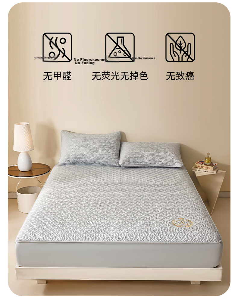 MUJI Class A Waterproof Urine-Resistant Quilted Fitted Sheet 1.5m Bed Non-Slip Thickened Mattress Protector 150x200cm 8