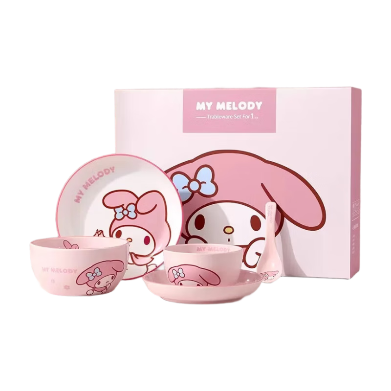 MANCHAOJIA Sanrio My Melody Ceramic Bowl and Plate Set Cute High-Quality Tableware Home Dinnerware Birthday Gift for Best Friends