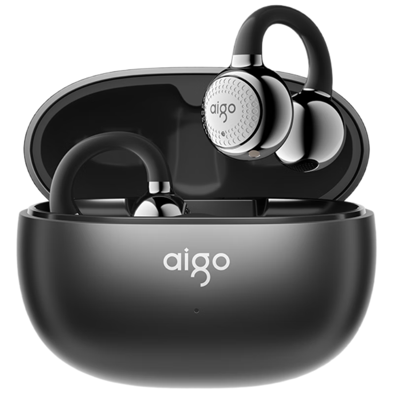 Aigo Bluetooth Bone Conduction Ear Clip Open Berlin Sound True Wireless Non-In-Ear Sports Running Noise Cancelling Kids Top 10 CA05 Starry Gray