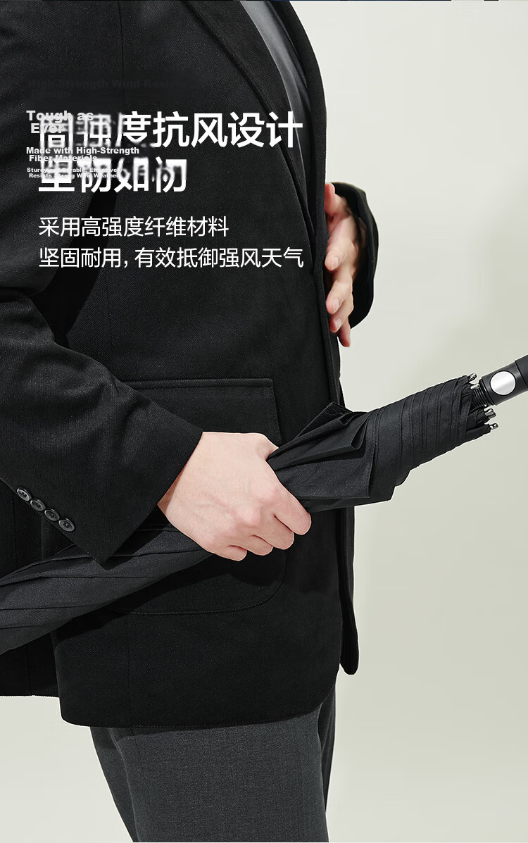JD Jingzao Extra Large Automatic Long Handle Umbrella Men's Straight Golf Business Rain and Wind Resistant 27 Inch 9