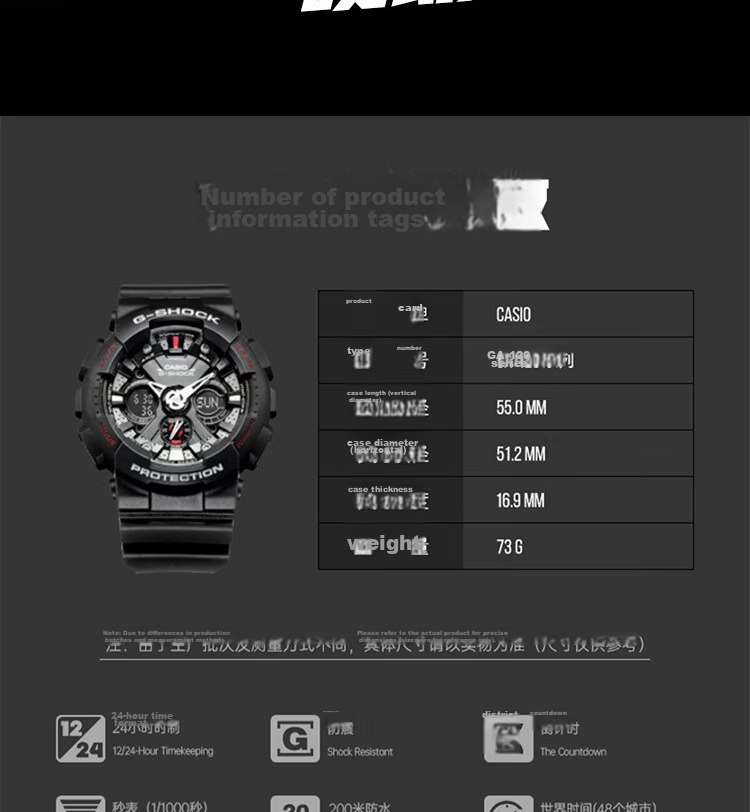 CASIO G-SHOCK Men's Sports Electronic Smart Watch GA-120-1A Japanese Korean Style Gift for Boyfriend 2