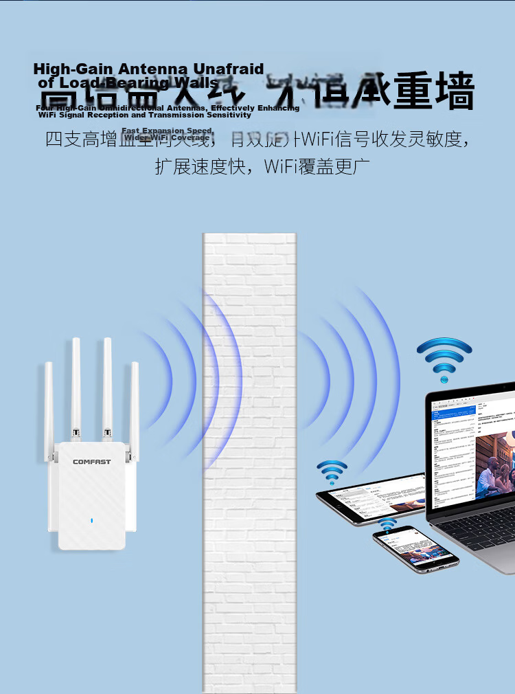 COMFAST High-Power Dual-Band AX3000 WIFI Signal Amplifier Gigabit Ethernet Port Wireless Router Wi-Fi Signal Extender Network Repeater AP CF-XR185 V2 7