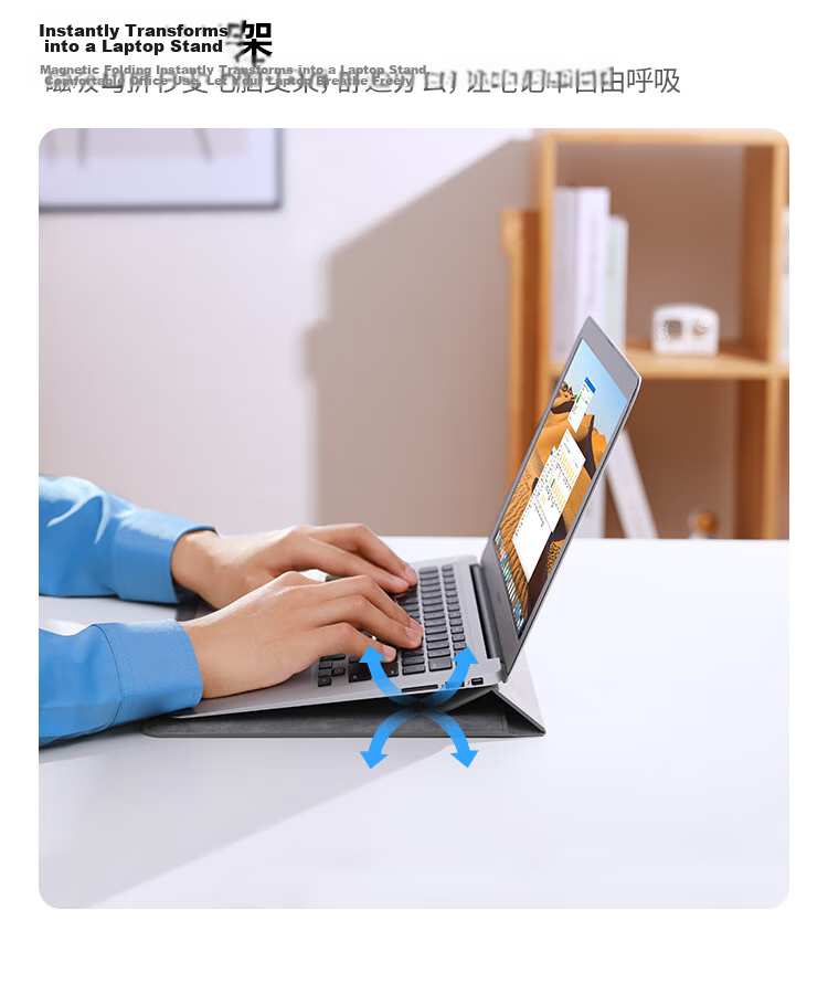 UGREEN Laptop Sleeve, Notebook Inner Case for 15.6/16 Inch Laptops, Protective Cover Storage Bag Compatible with Apple MacBook Pro/Huawei MateBook/Lenovo/ASUS, Can Be Used As Stand 8